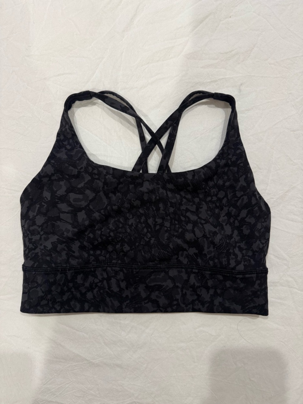 Lululemon Animal Print / Camo Black Textured Cross-Back Sports Bra